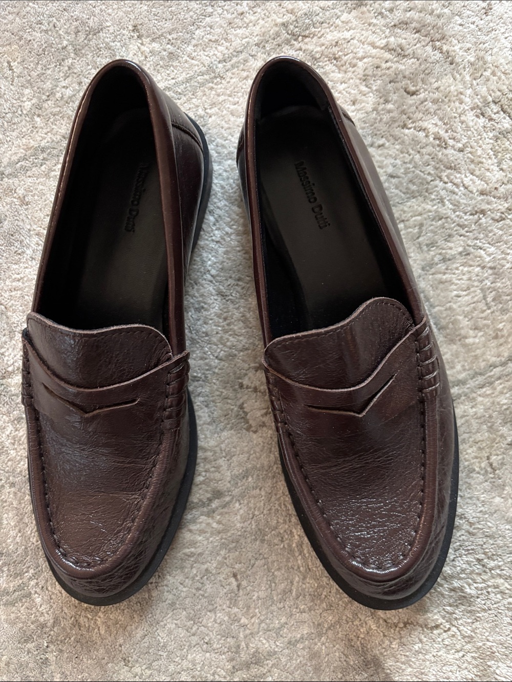 Massimo Dutti Dark Brown Leather Penny Loafers euro size 37